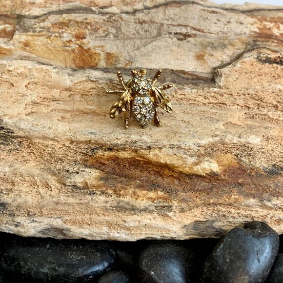 Vintage Panetta Rhinestone Bee Brooch Signed 1940s Retro - Picture 11 of 12